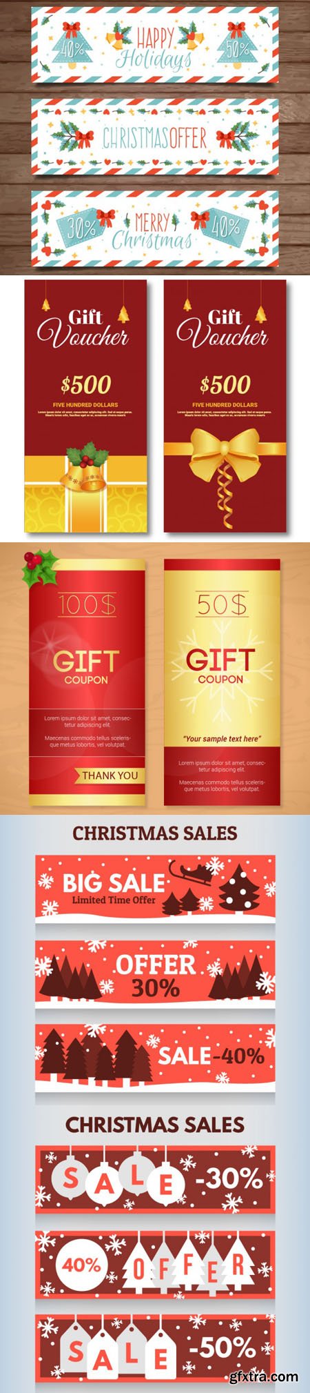 Holiday Sales & Gifts Banners in Vector