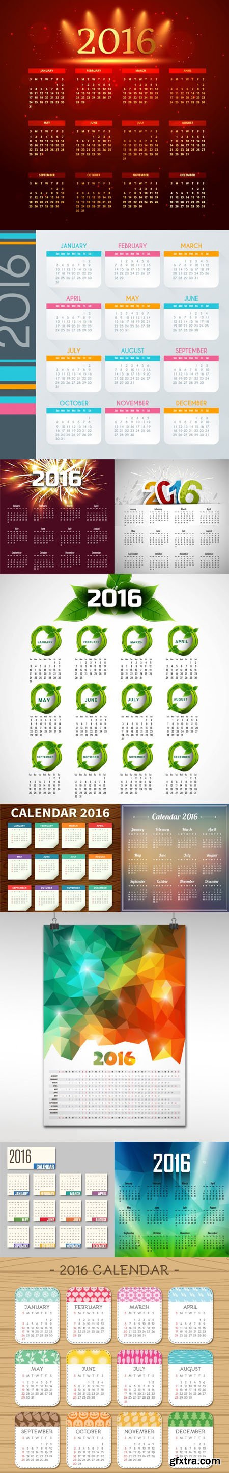 2016 New Year Calendars in Vector [Vol.2]