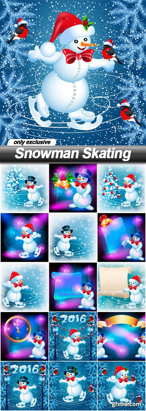 Snowman Skating - 15 EPS