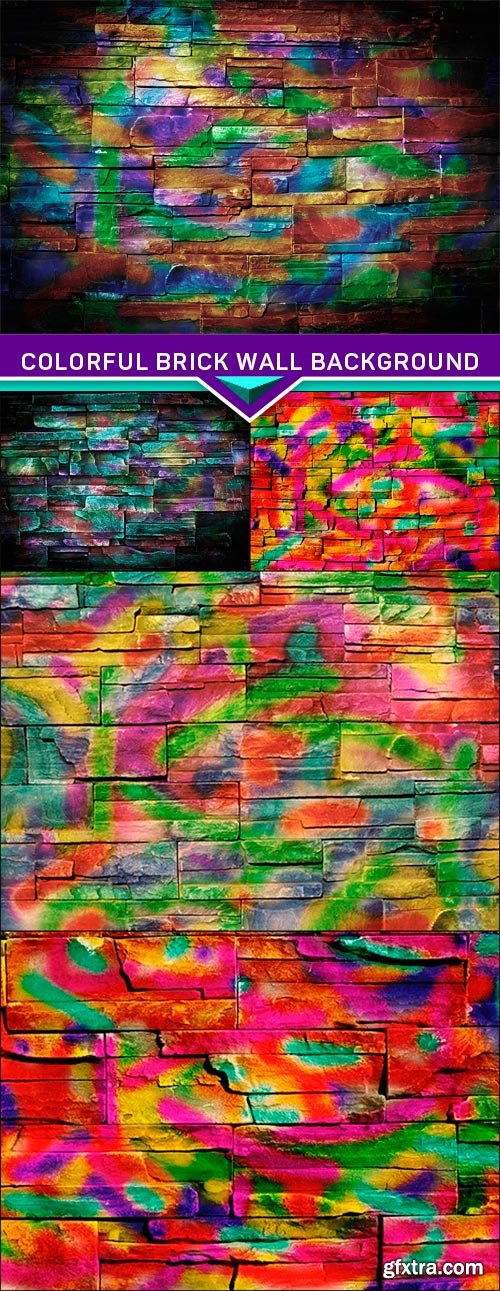 Colorful brick wall background 5x JPEG