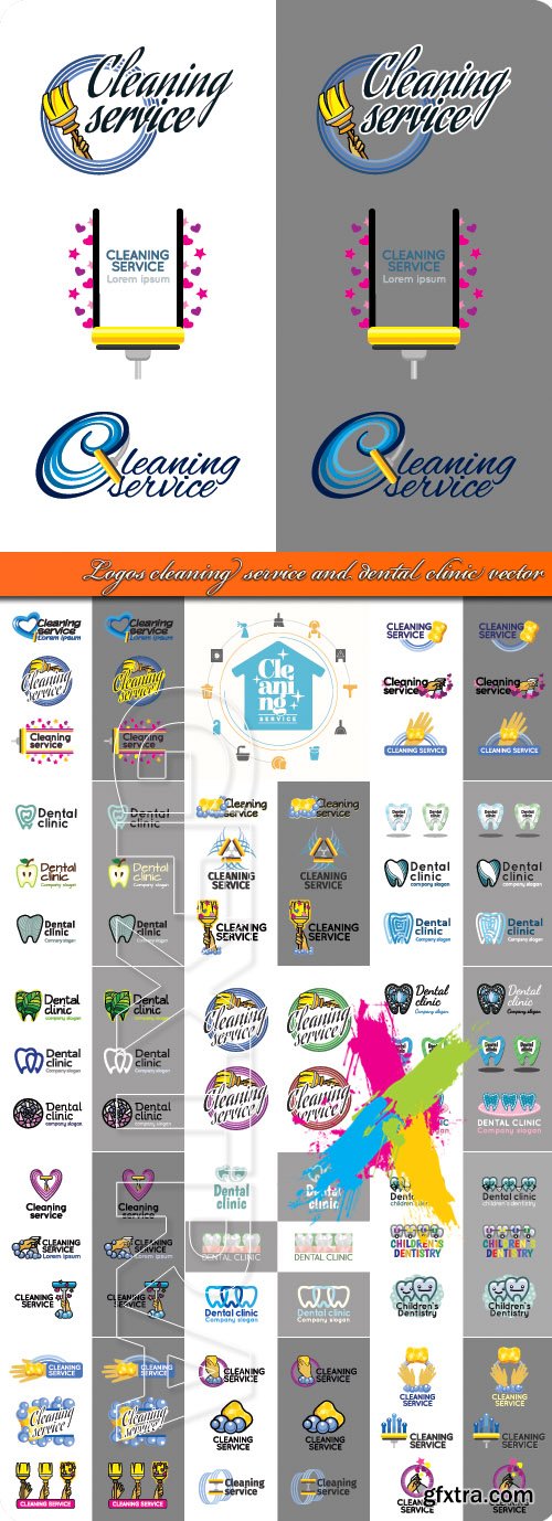 Logos cleaning service and dental clinic vector