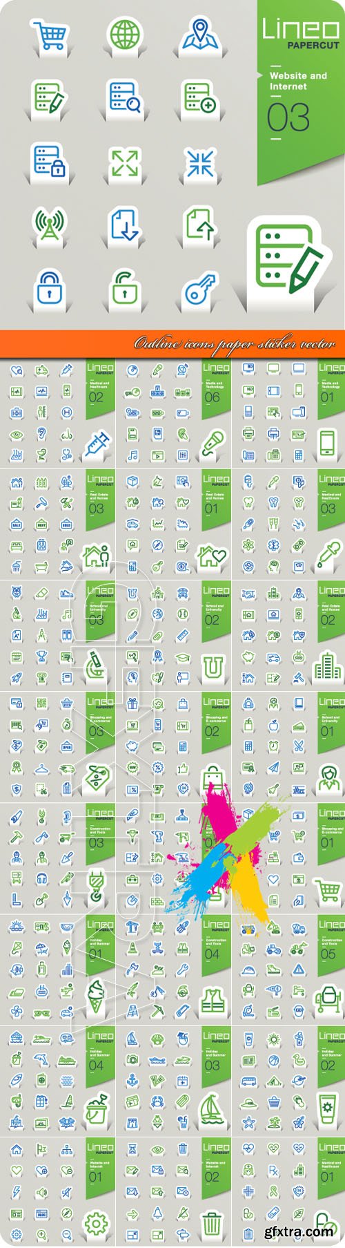 Outline icons paper sticker vector