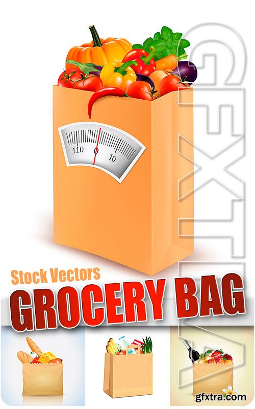 Grocery Bag with food - Stock Vectors
