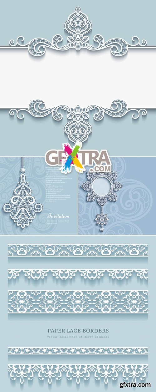 Vintage Backgrounds with Paper Ornaments Vector
