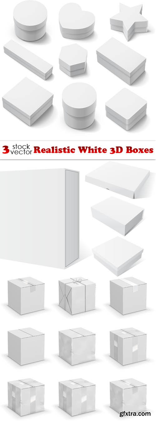 Vectors - Realistic White 3D Boxes