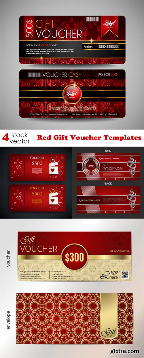 Vectors - Red Gift Voucher Templates