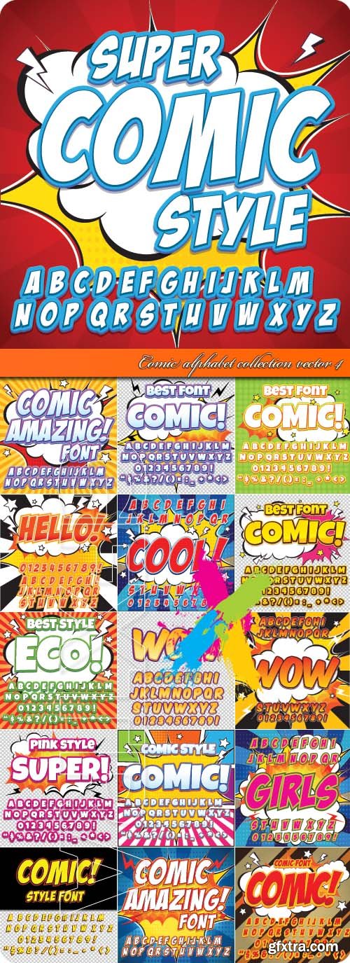 Comic alphabet collection vector 4
