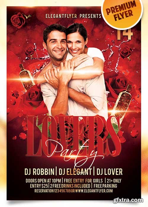 Lovers Party Flyer PSD Template + Facebook Cover