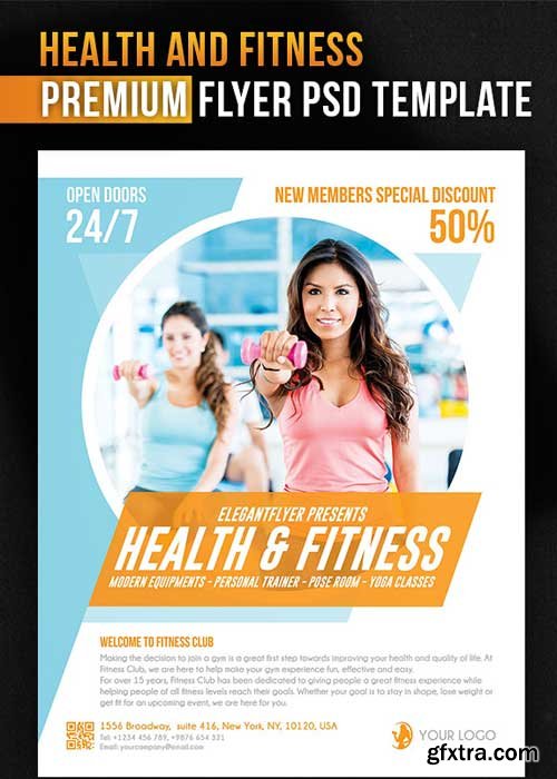 Health And Fitness Flyer PSD Template + Facebook Cover