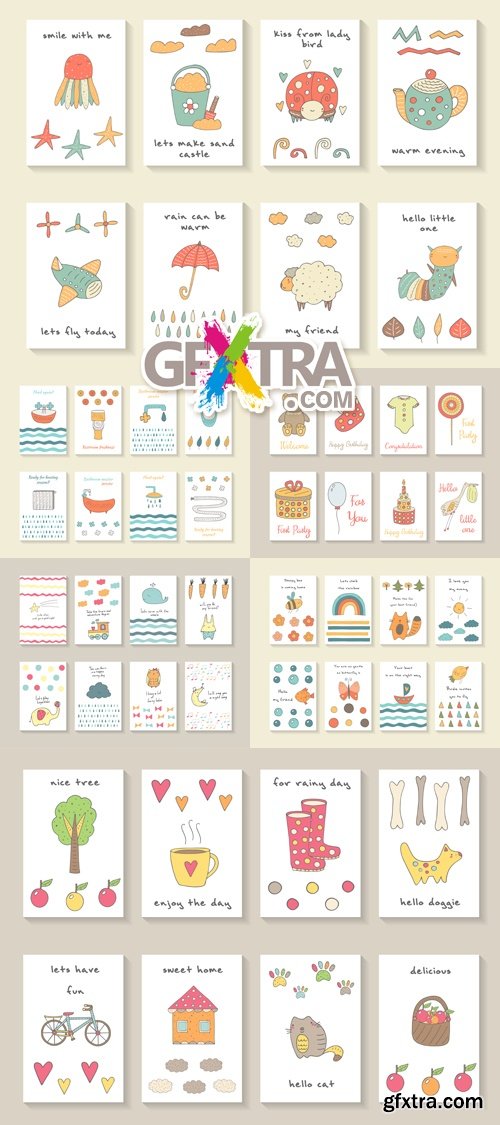 Cute Baby Shower Cards Vector