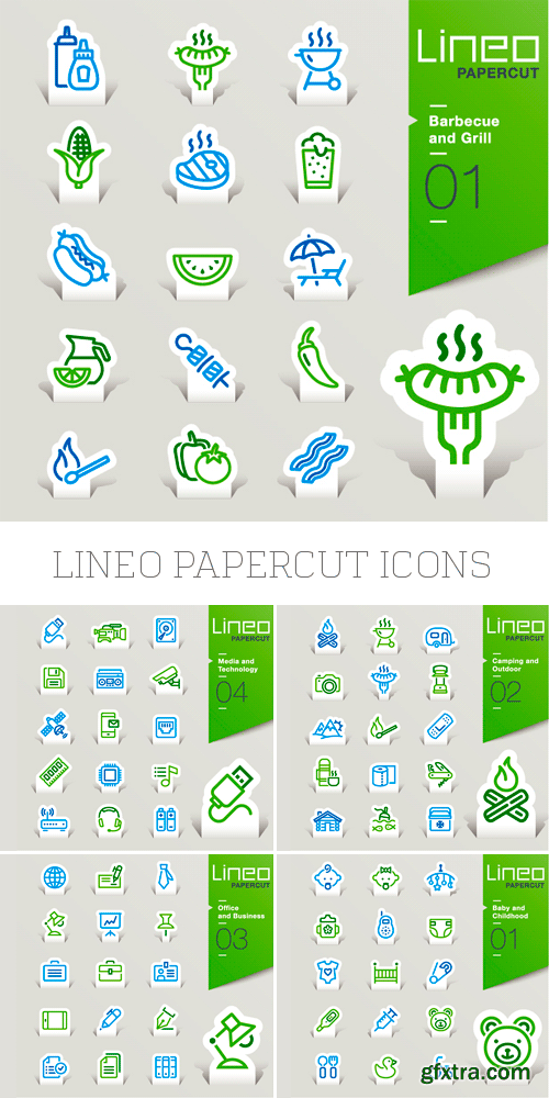 Amazing SS - Lineo Papercut Outline Icons, 25xEPS