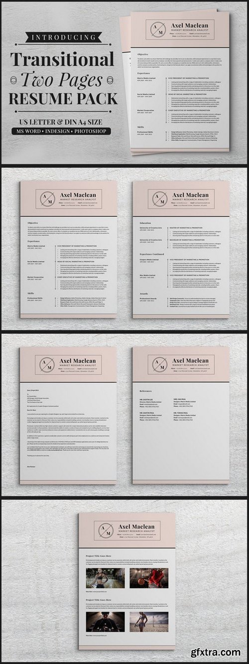 CM - Transitional Two Pages Resume Pack 459744