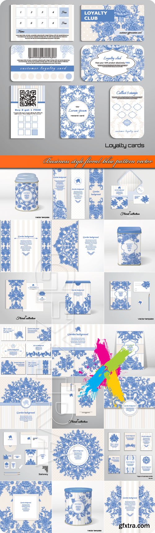 Business style floral blue pattern vector