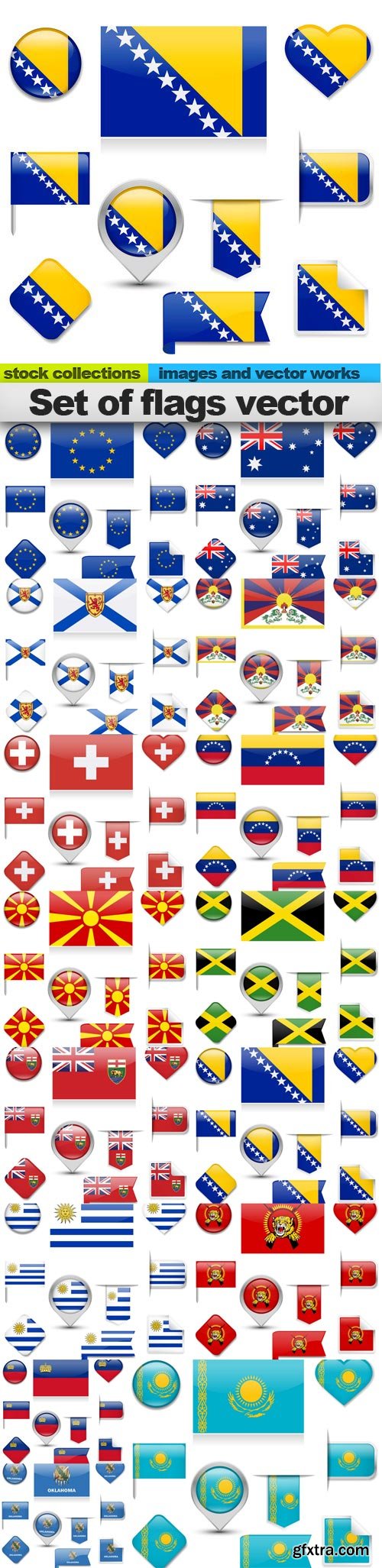 Set of flags vector, 15 x EPS