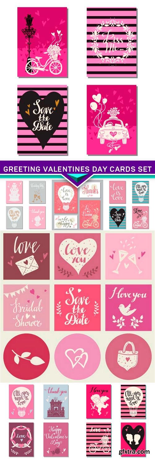 Greeting valentines day cards set 7x EPS