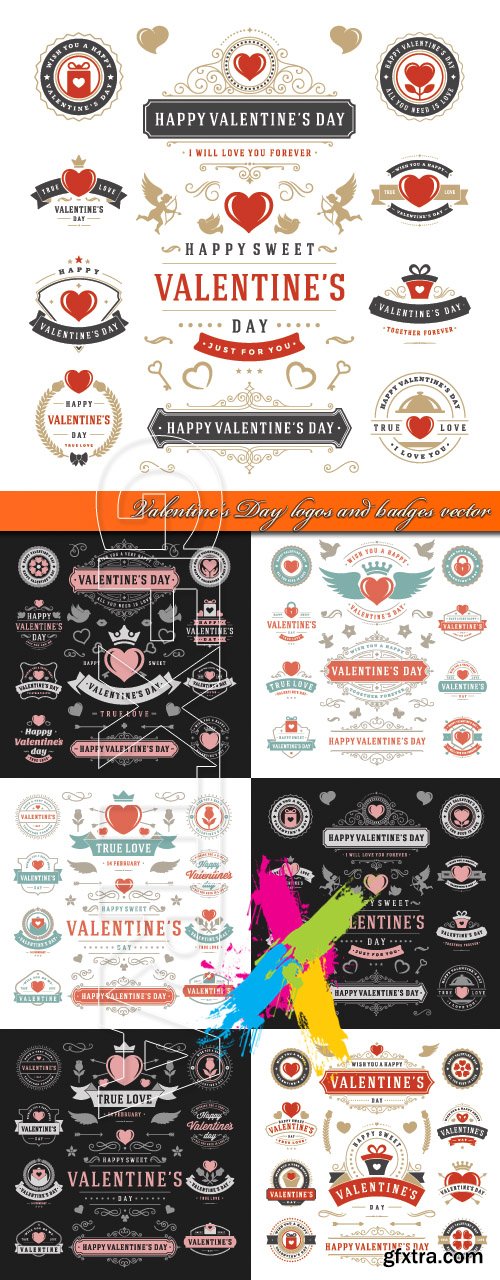 Valentine\'s Day logos and badges vector
