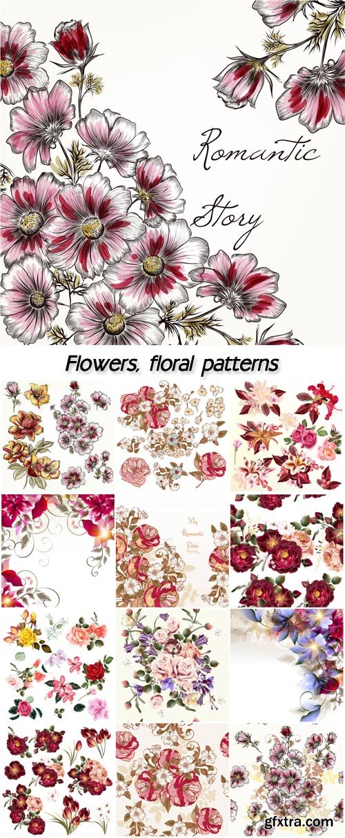 Flowers, floral patterns vector
