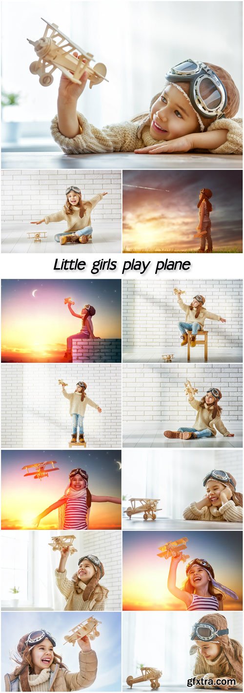 Little girls play plane