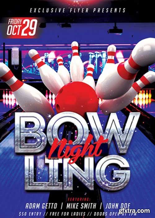 Bowling Premium Flyer Template + Facebook Cover