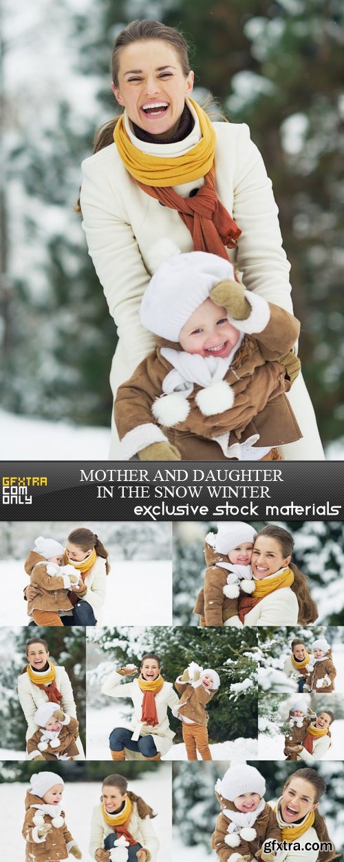 Mother and Daughter in the Snow Winter - 8 UHQ JPEG