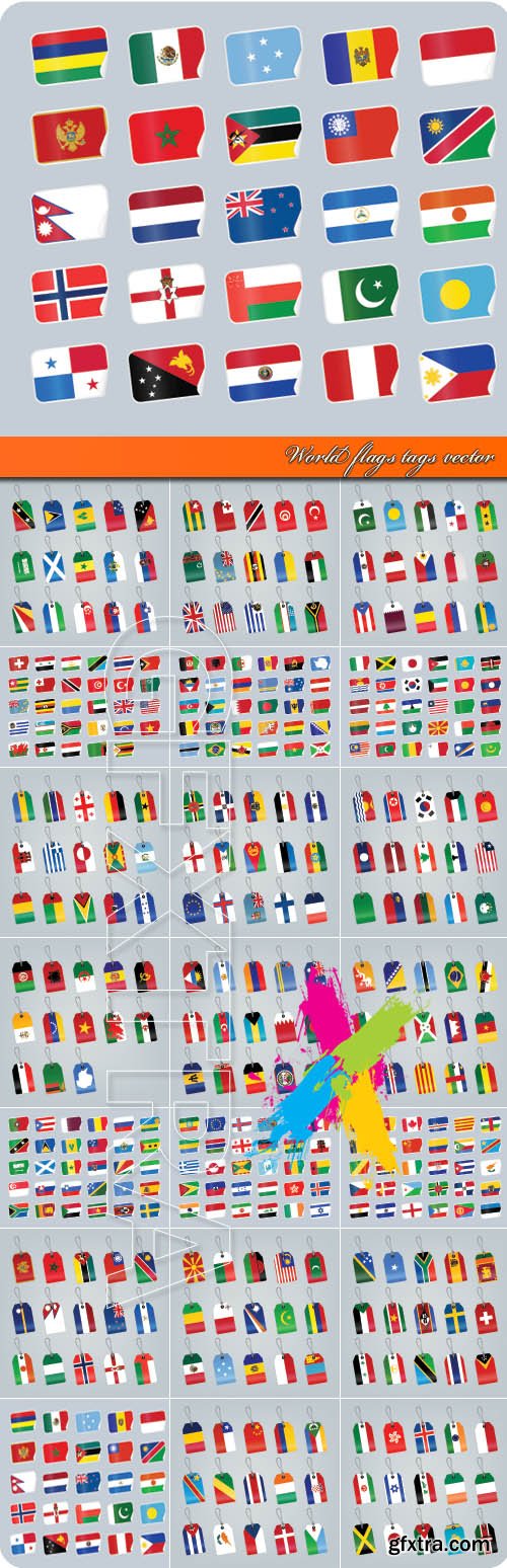 World flags tags vector