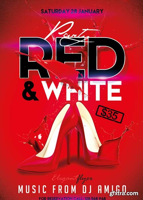 Red and White Party Flyer PSD Template + Facebook Cover