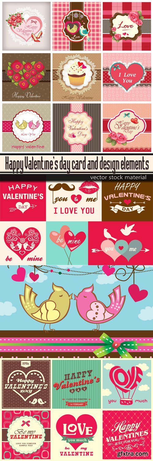 Happy Valentine\'s day card and design elements