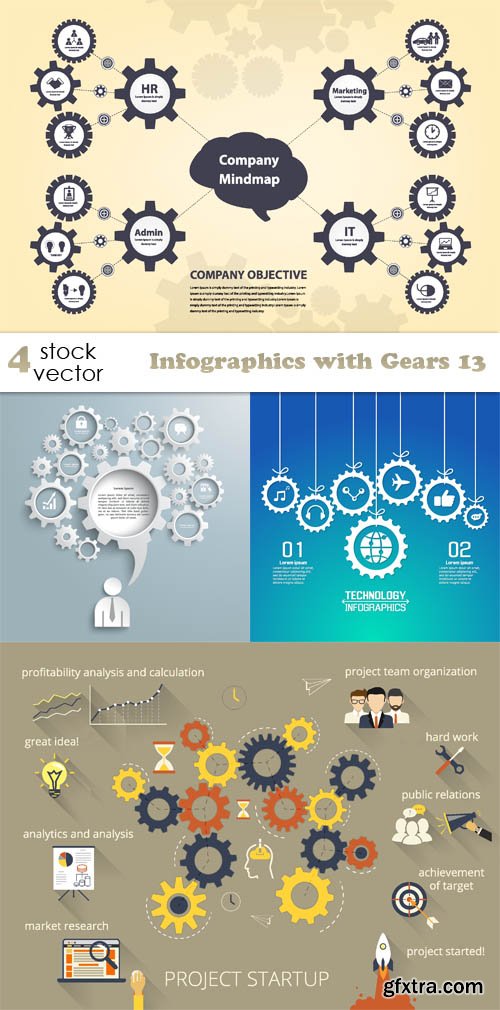 Vectors - Infographics with Gears 13