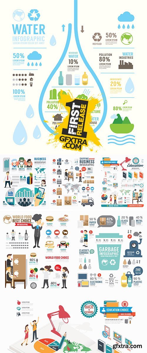 Stock: Infographic garbage annual report template design, vector