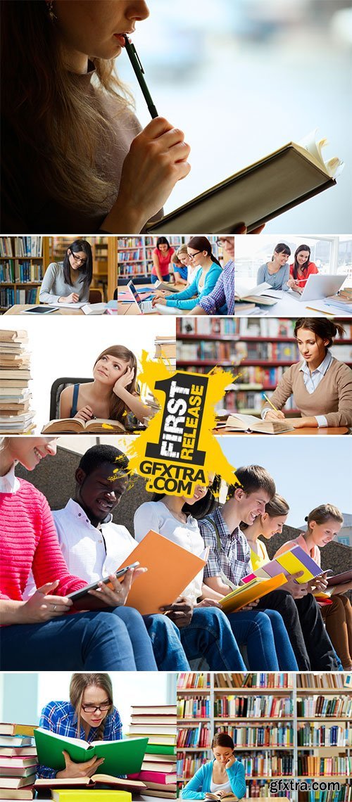 Stock Photo: Students studying