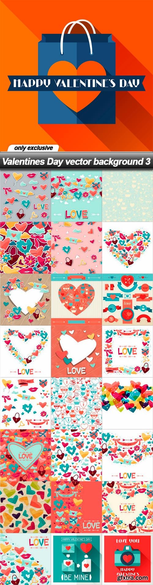 Valentines Day vector background 3 - 25 EPS