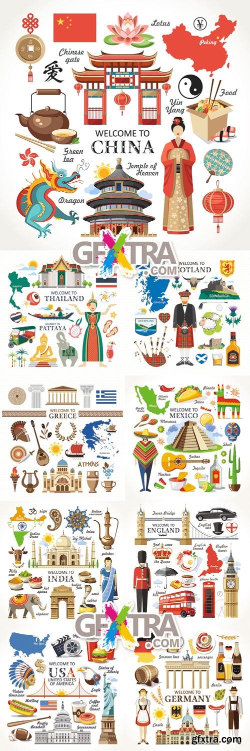 World Travel Icons Vector