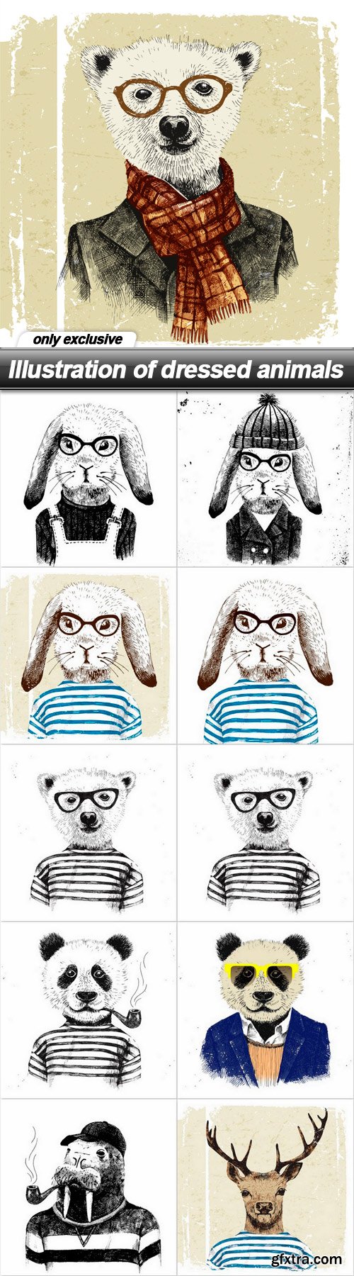 Illustration of dressed animals - 11 EPS