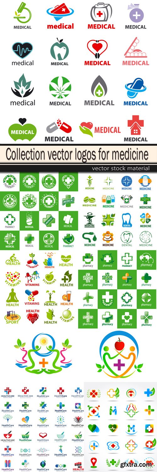 Collection vector logos for medicine