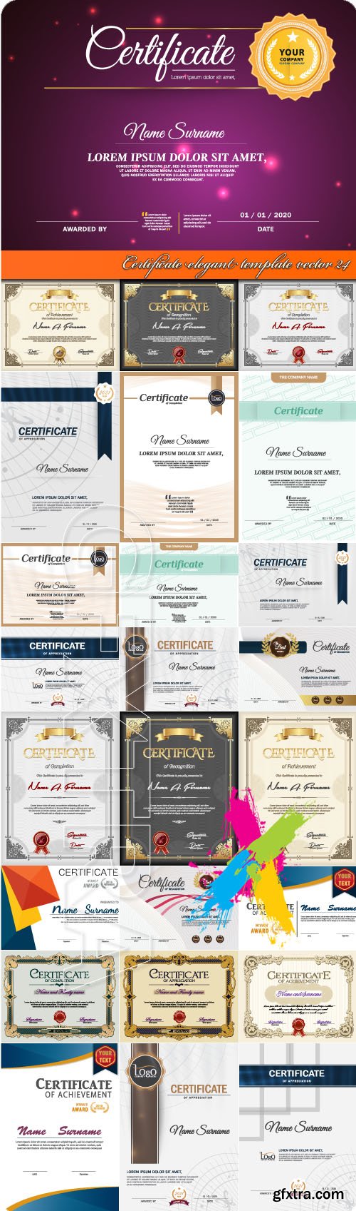 Certificate elegant template vector 24