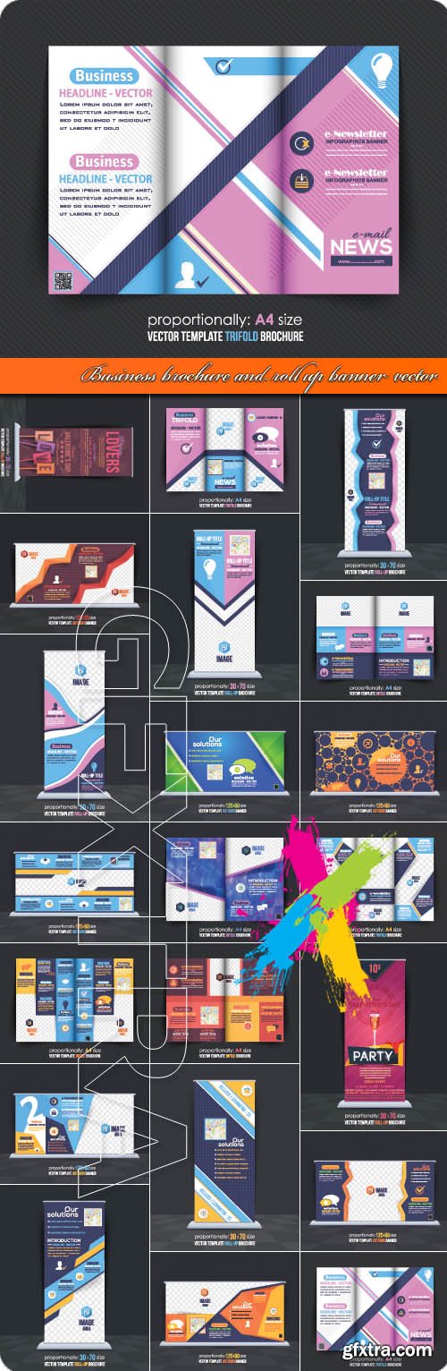 Business brochure and roll up banner vector