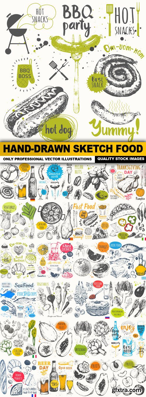 Hand-Drawn Sketch Food - 25 Vector