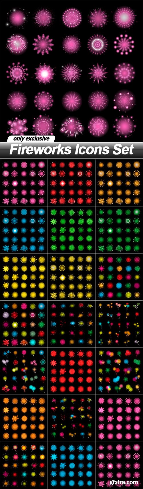 Fireworks Icons Set - 20 EPS