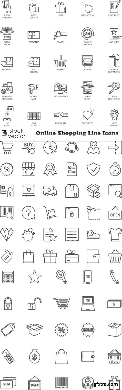 Vectors - Online Shopping Line Icons