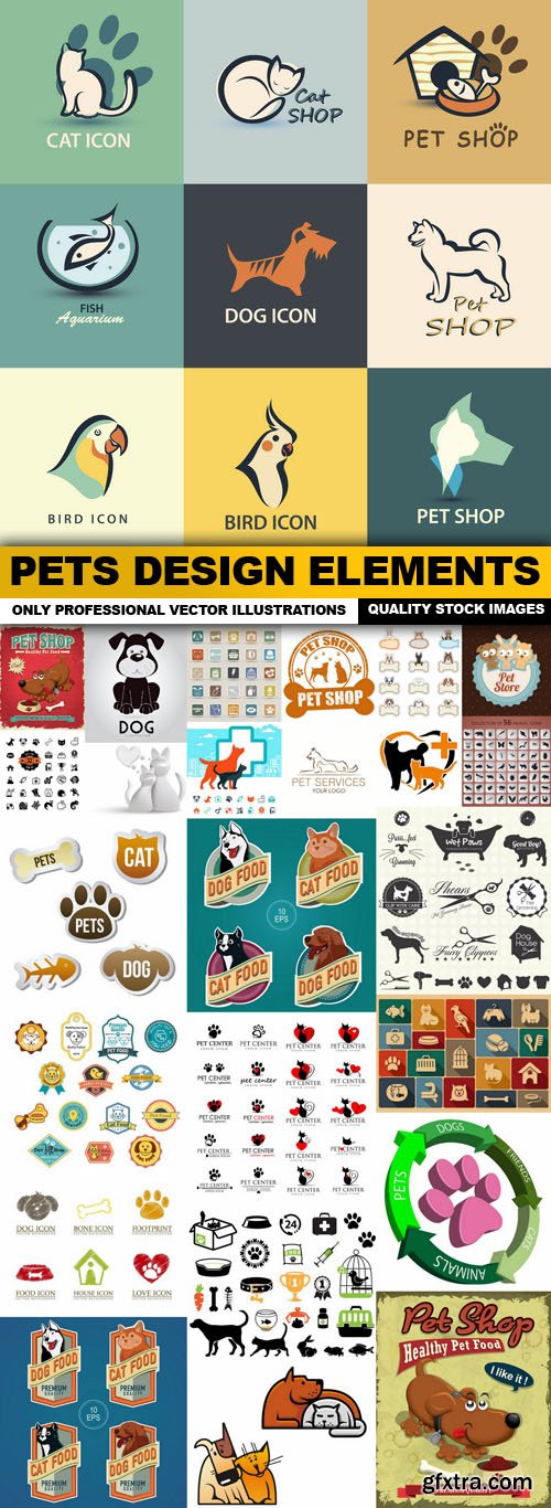 Pets Design Elements - 25 Vector