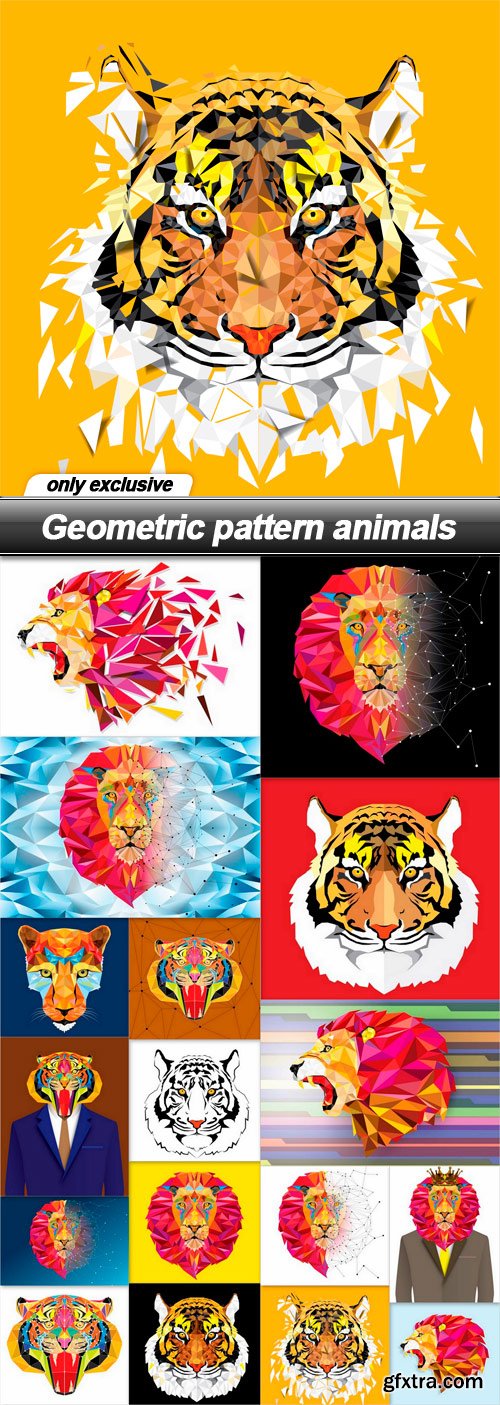Geometric pattern animals - 17 EPS