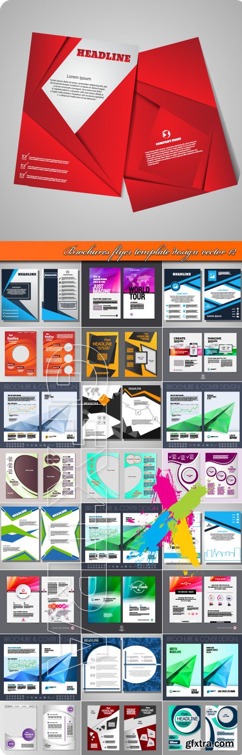 Brochures flyer template design vector 12