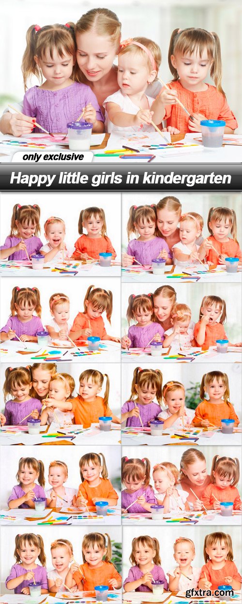 Happy little girls in kindergarten - 10 UHQ JPEG