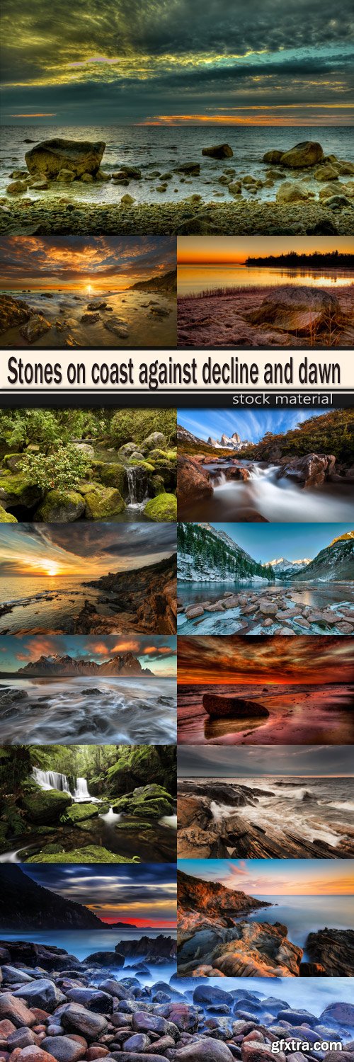 Stones on coast against decline and dawn