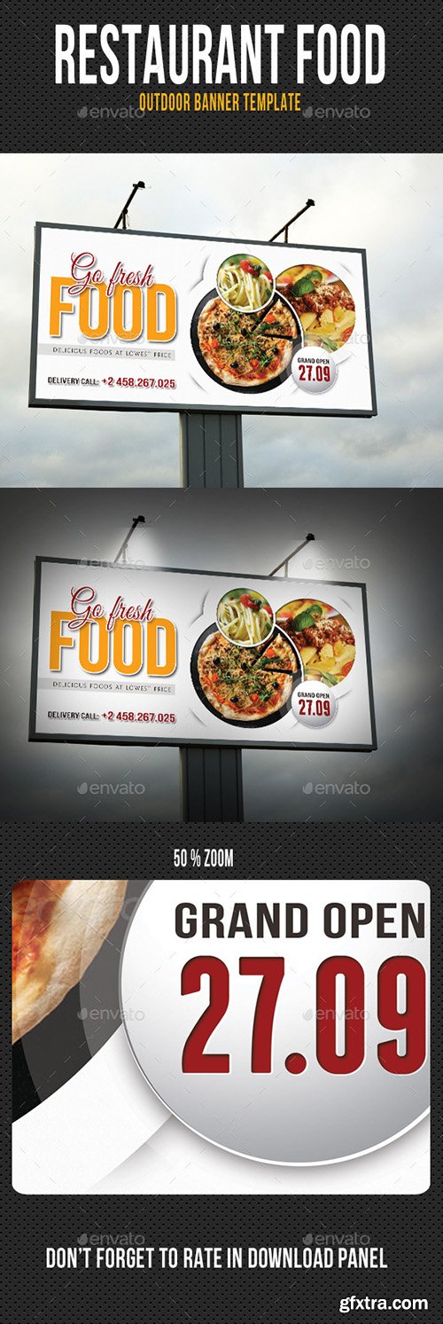Graphicriver Restaurant Food Outdoor Banner Template 13001661