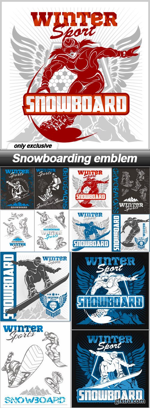 Snowboarding emblem - 12 EPS