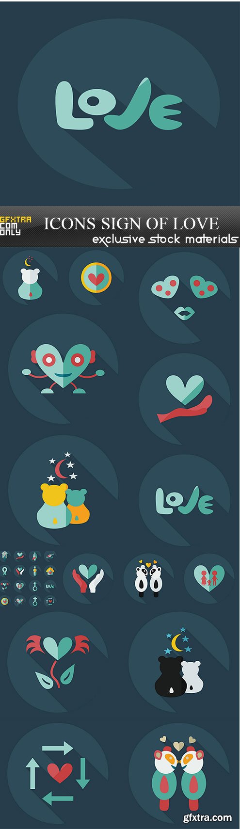 Flat Modern Design with Shadow Icons Sign of Love 15xEPS