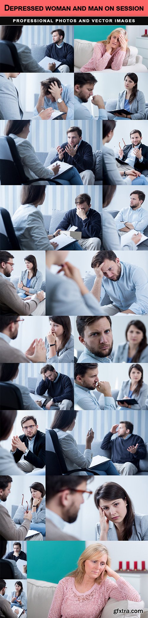 Depressed woman and man on session