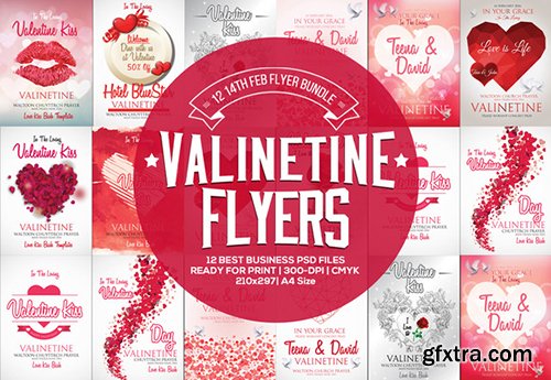 CreativeMarket - 12 Valentine Flyers Bundle 510574