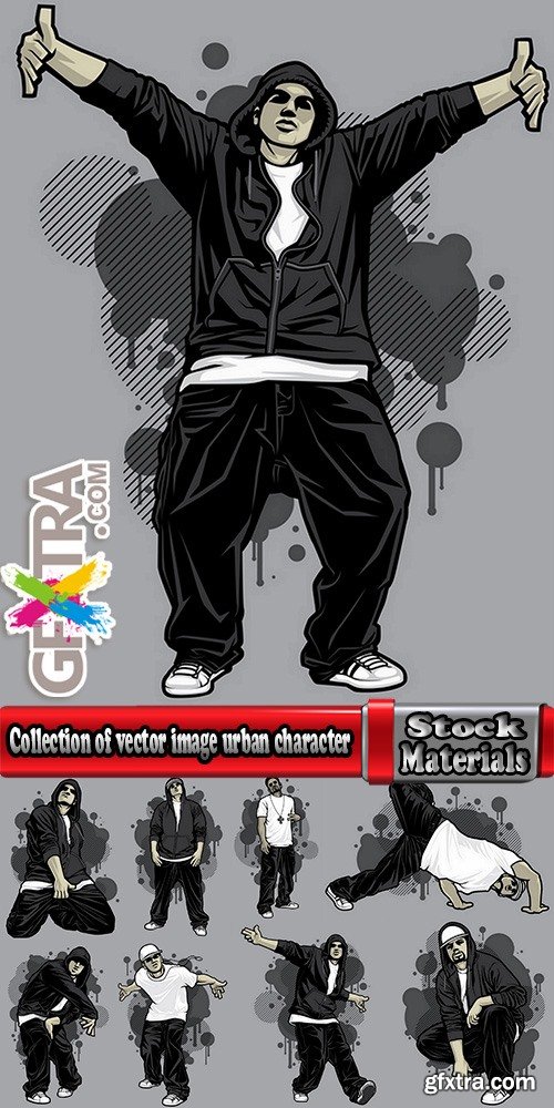 Collection of Urban Character Dude Freestyle Vectors 25xEPS